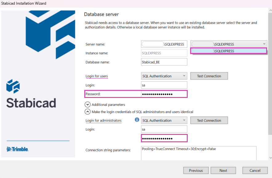 STABICAD - Installation Wizard - Advanced Local Installation - Database Server.png