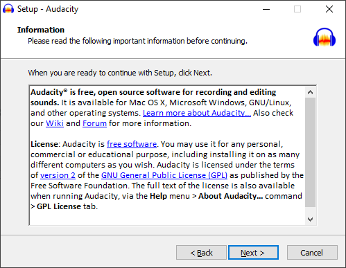 free software like audacity