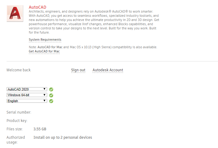 Autocad 2020 serial number and product key free download