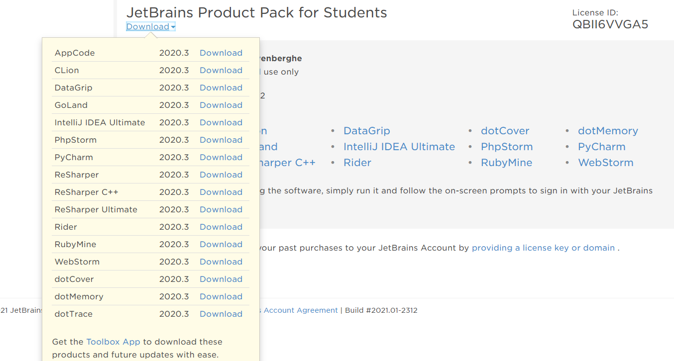 pycharm educational previous versions